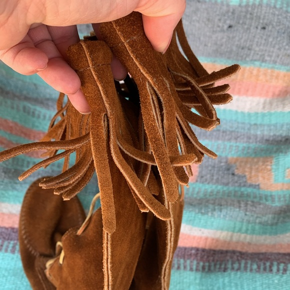 Vintage Minnetonka Suede Leather Tie Up Boots Size 7.5 - Picture 8 of 8